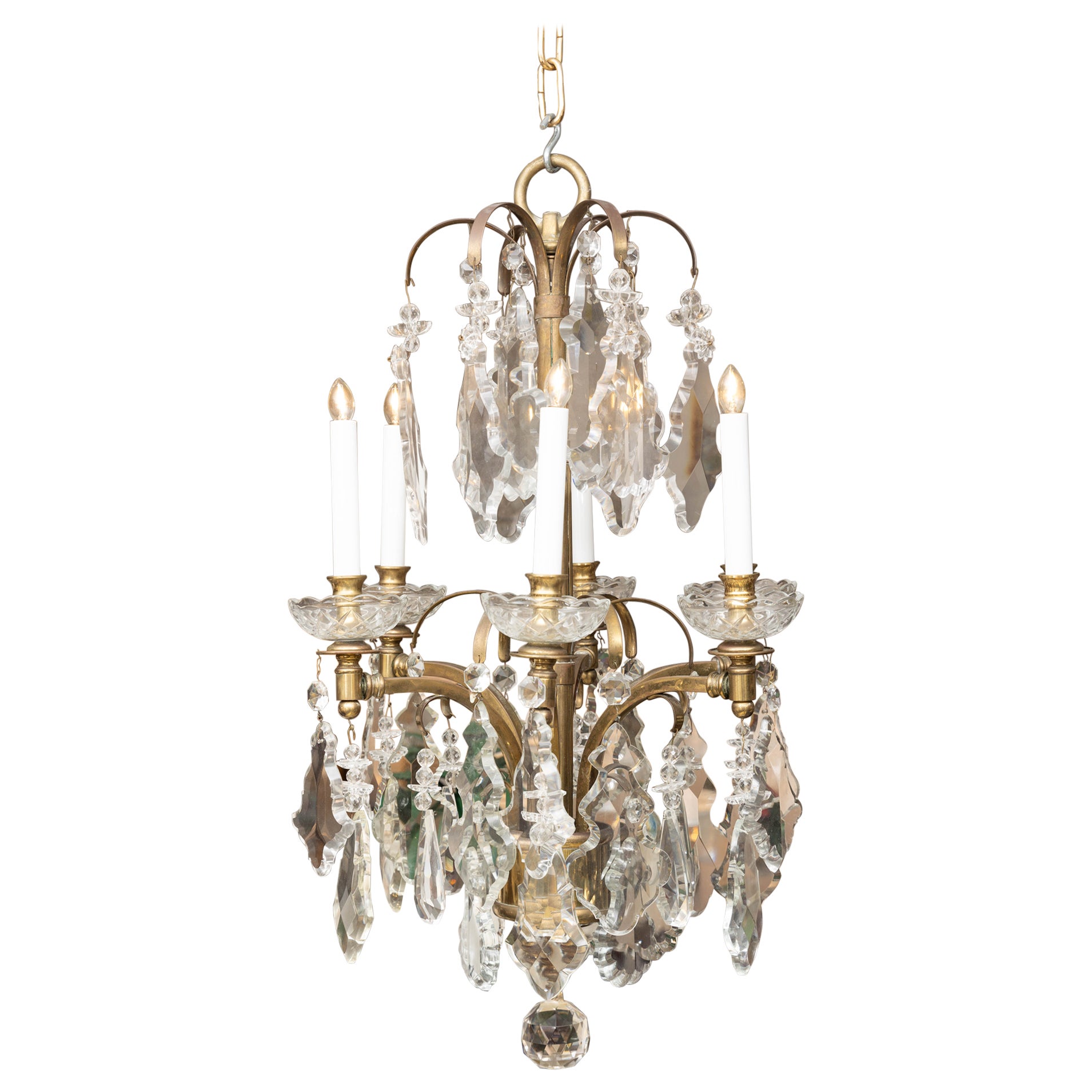French Bird Chage and Crystal Chandelier For Sale
