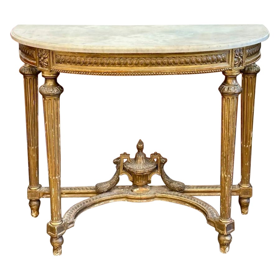 French Louis XVI Demi-Lune Console For Sale