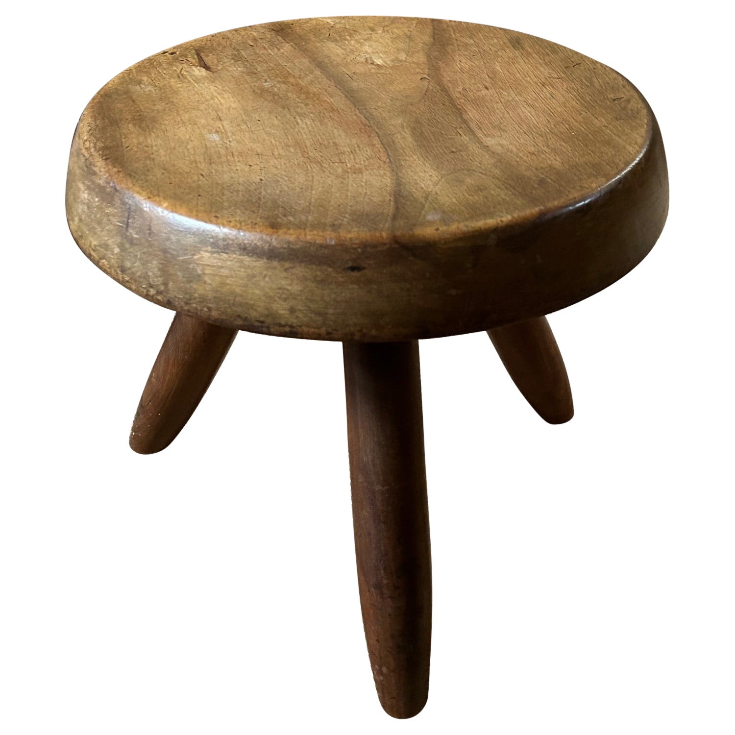 Mahogany Berger stool by Charlotte Perriand For Sale