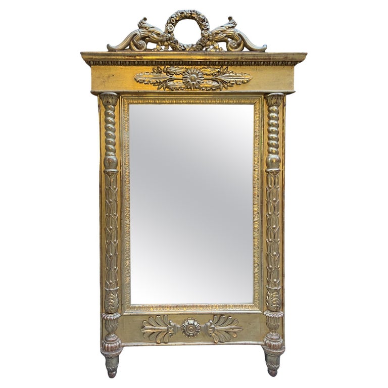 Antico piccolo specchio Luigi XV foglia oro - epoca '800