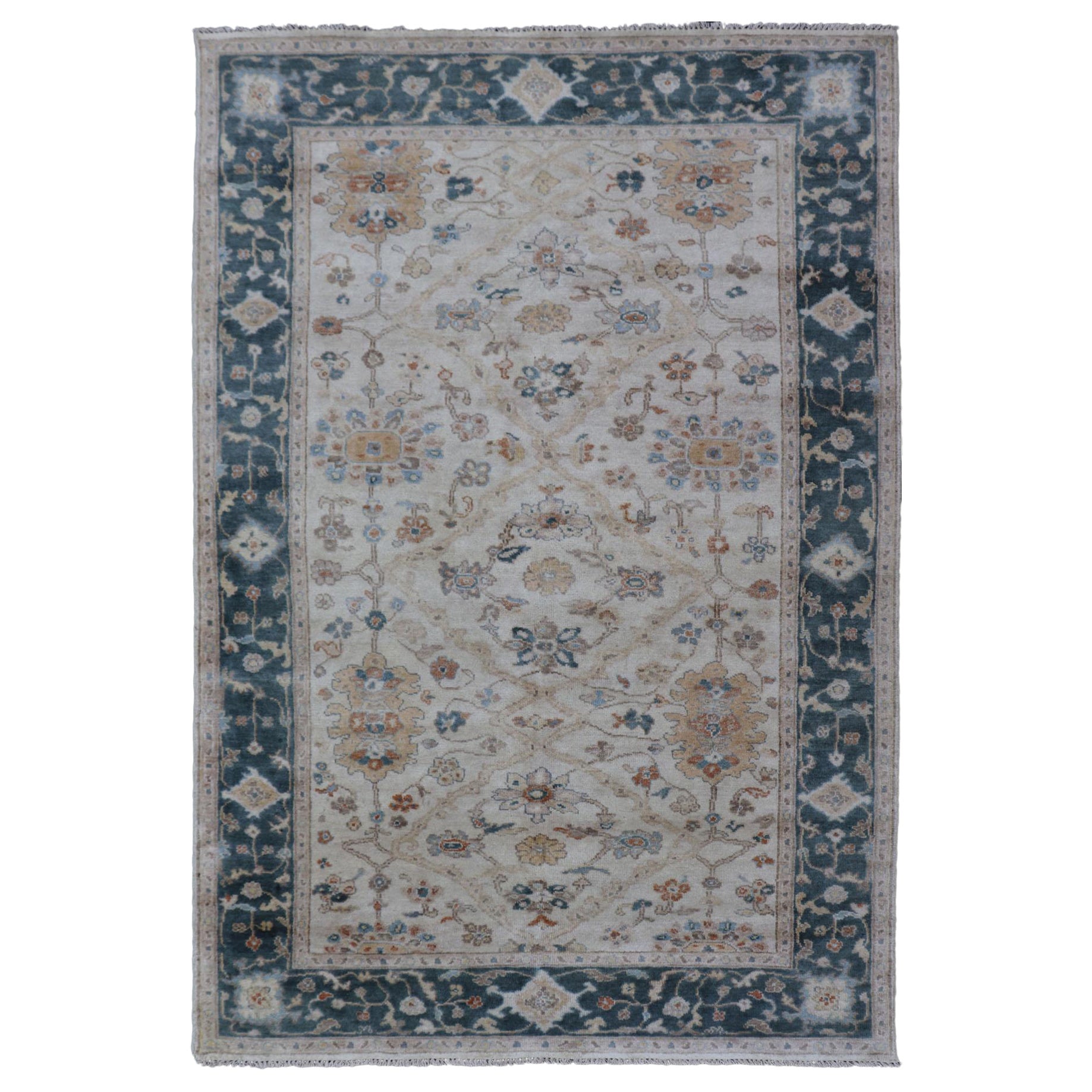 Keivan Woven Arts Wool Hand-Knotted Oushak Rug    5' 7x 8' 8 For Sale
