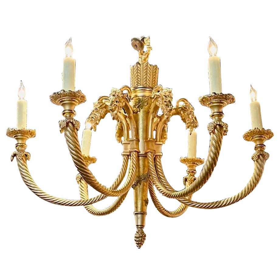 French Neo-Classical Dore' Bronze Chandelier For Sale