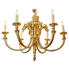 Antique French Neo-Classical Dore' Bronze Chandelier