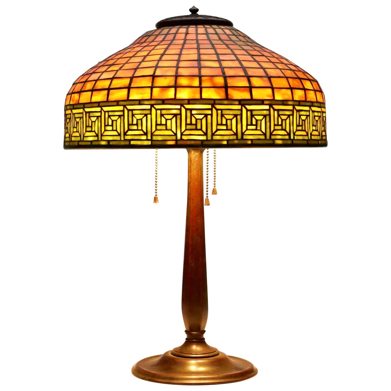 Tiffany Studios Greek Key Table Lamp For Sale