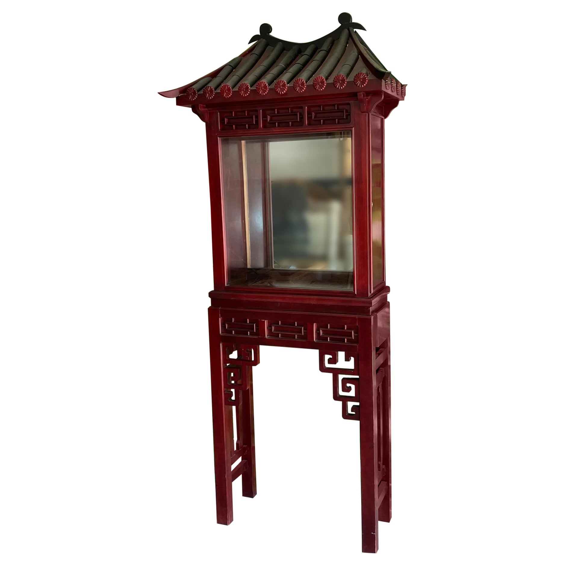 Asian Chinoiserie Pagoda Display Cabinet For Sale