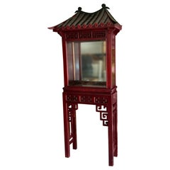 Vintage Asian Chinoiserie Pagoda Display Cabinet