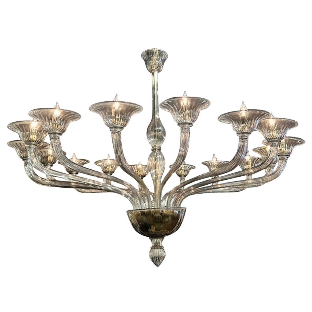 Murano Smoke Glass Chandelier For Sale