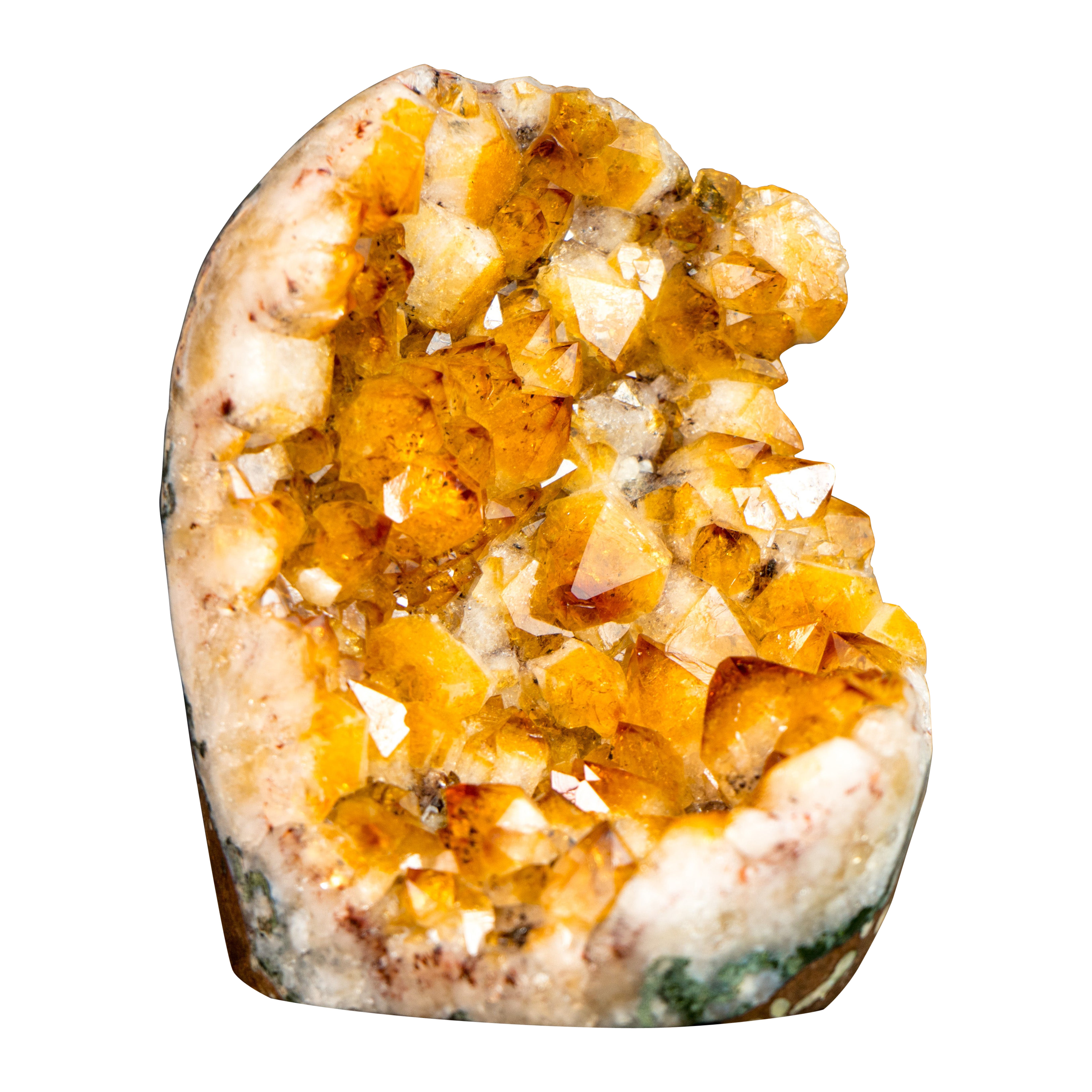Small High-Grade Citrine Cluster with Flower Formations and Orange Citrine Druzy For Sale