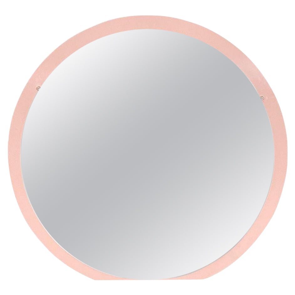 1980s Round Pink and Brass Dresser or Wall Mirror