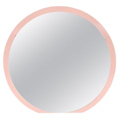 Used 1980s Round Pink and Brass Dresser or Wall Mirror