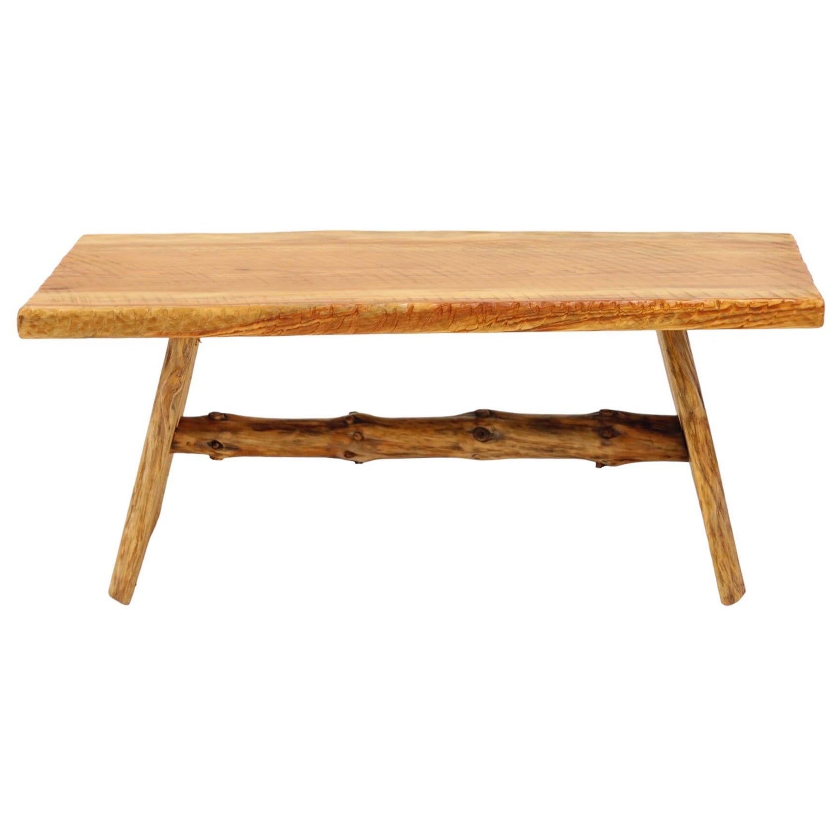 Rustic Live Edge Pine Bench For Sale