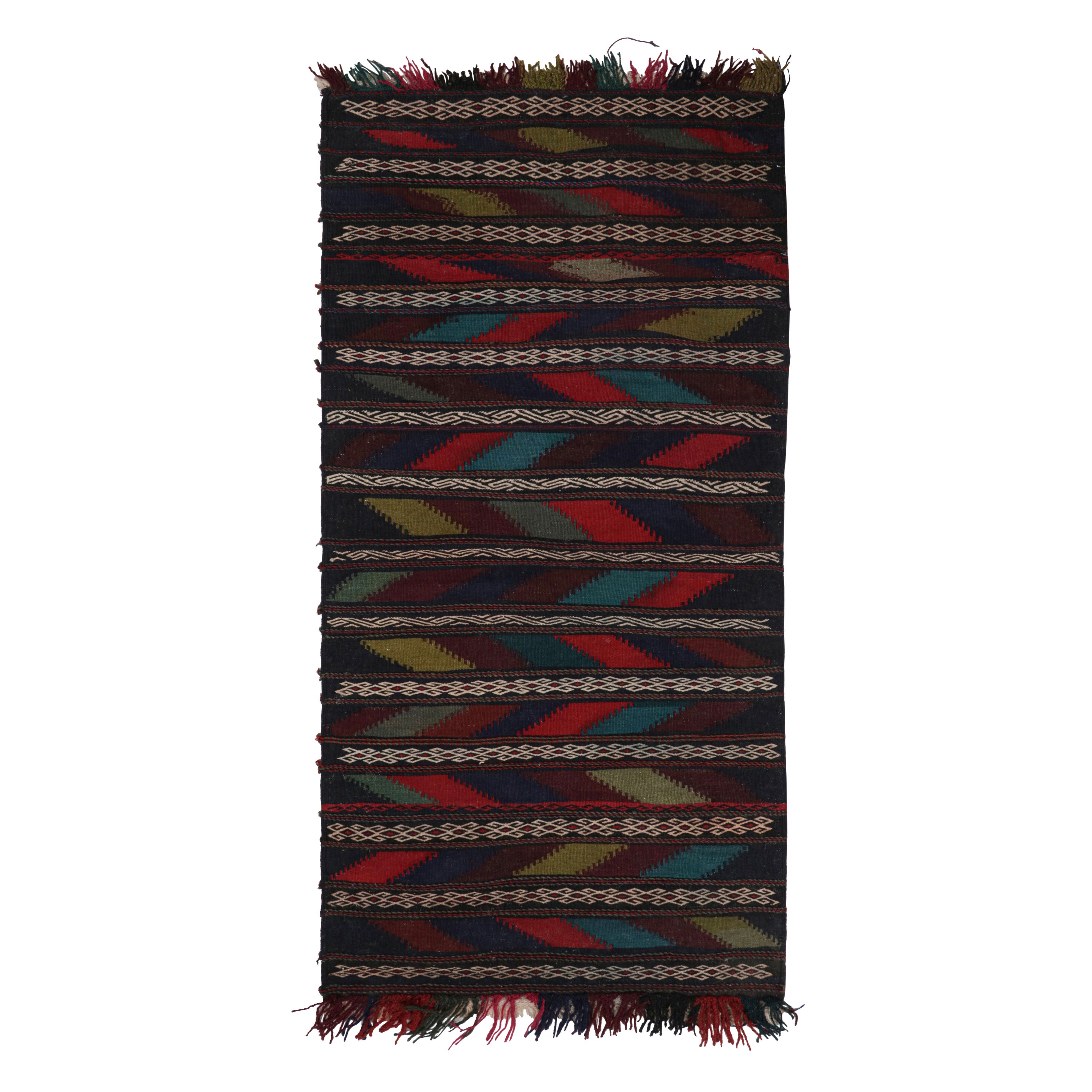 Vintage Afghan Kilim with Polychromatic Geometric patterns, from Rug & Kilim For Sale
