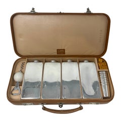 Used English "Finnigan's" Fitted Leather Drinks & Games Case, Circa 1920-1930