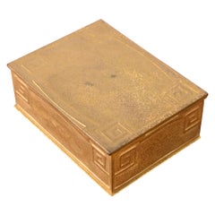 Tiffany Studios New York Greek Key Bronze Doré Cigar Box, Circa 1910