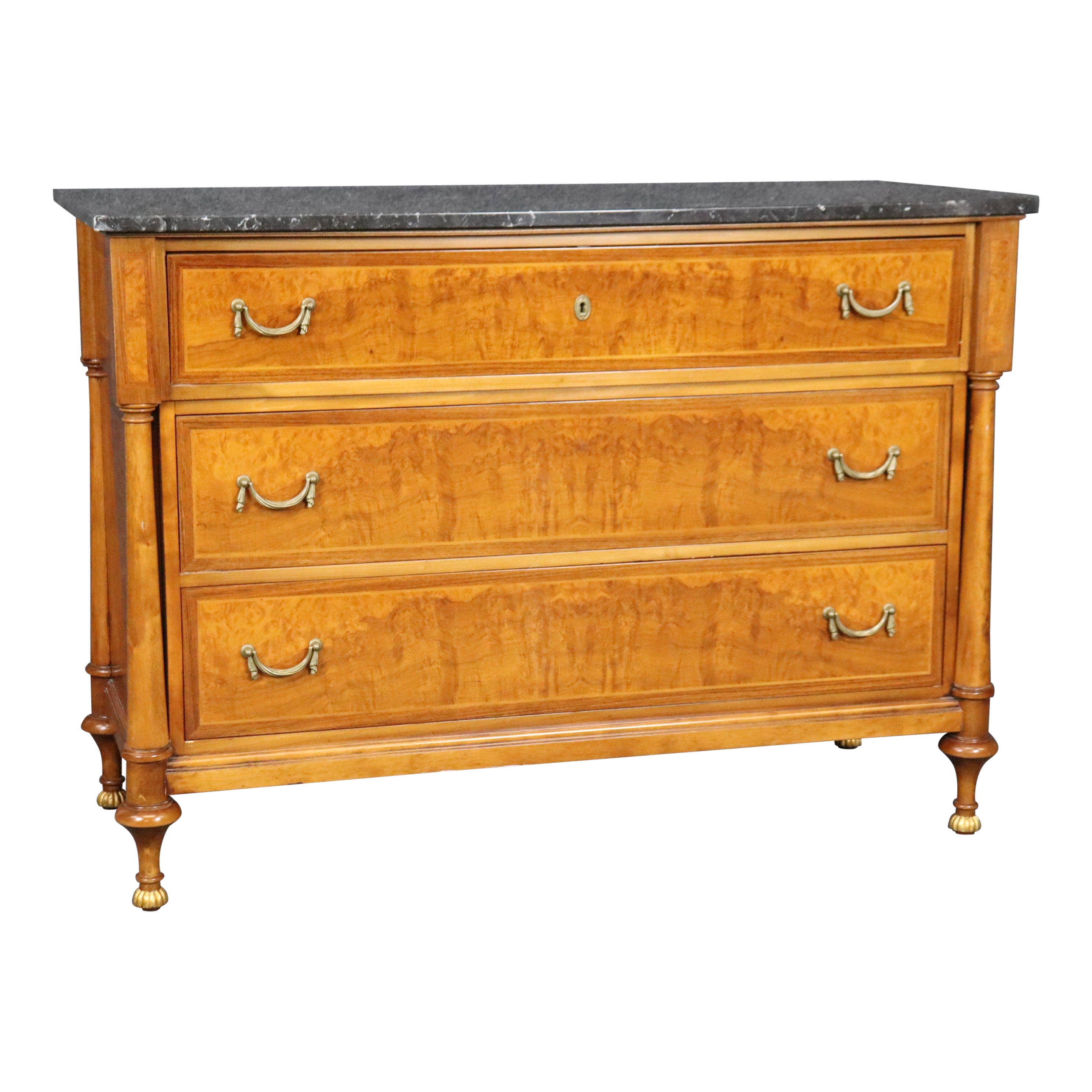 Gorgeous Solid Cherry Signed Francesco Molon Marble Top Butlers Commode Desk  For Sale