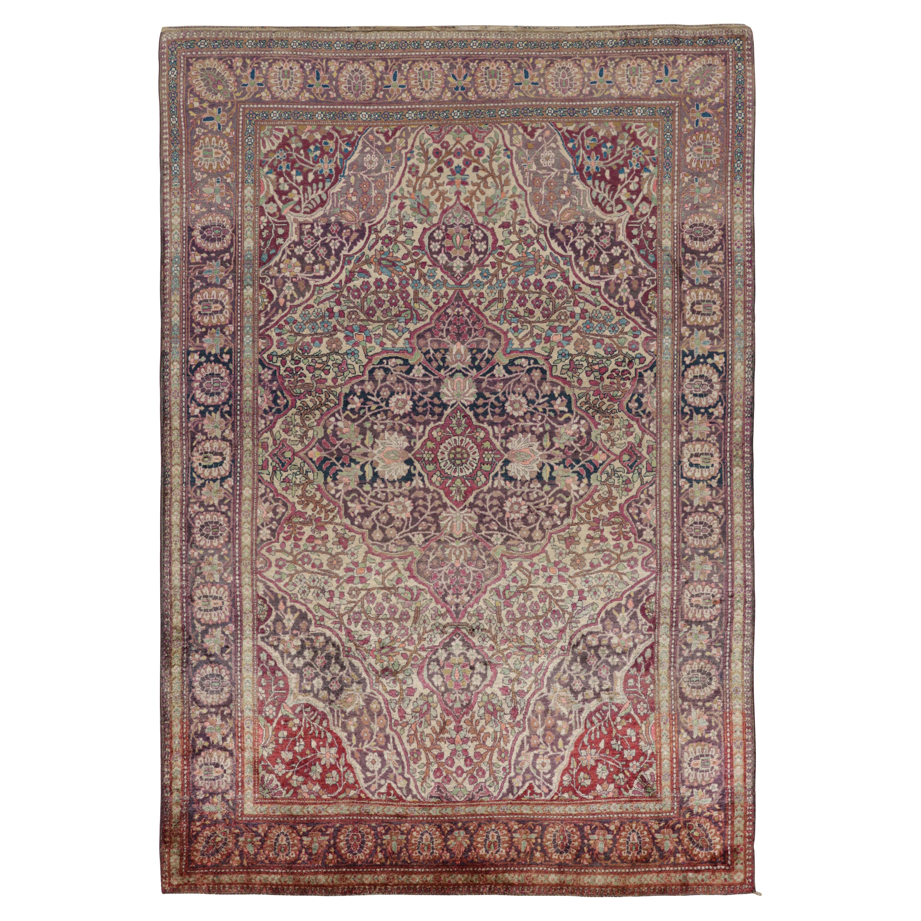 Antique Persian Kashan Rug with Medallion and Floral Patterns, from Rug & Kilim