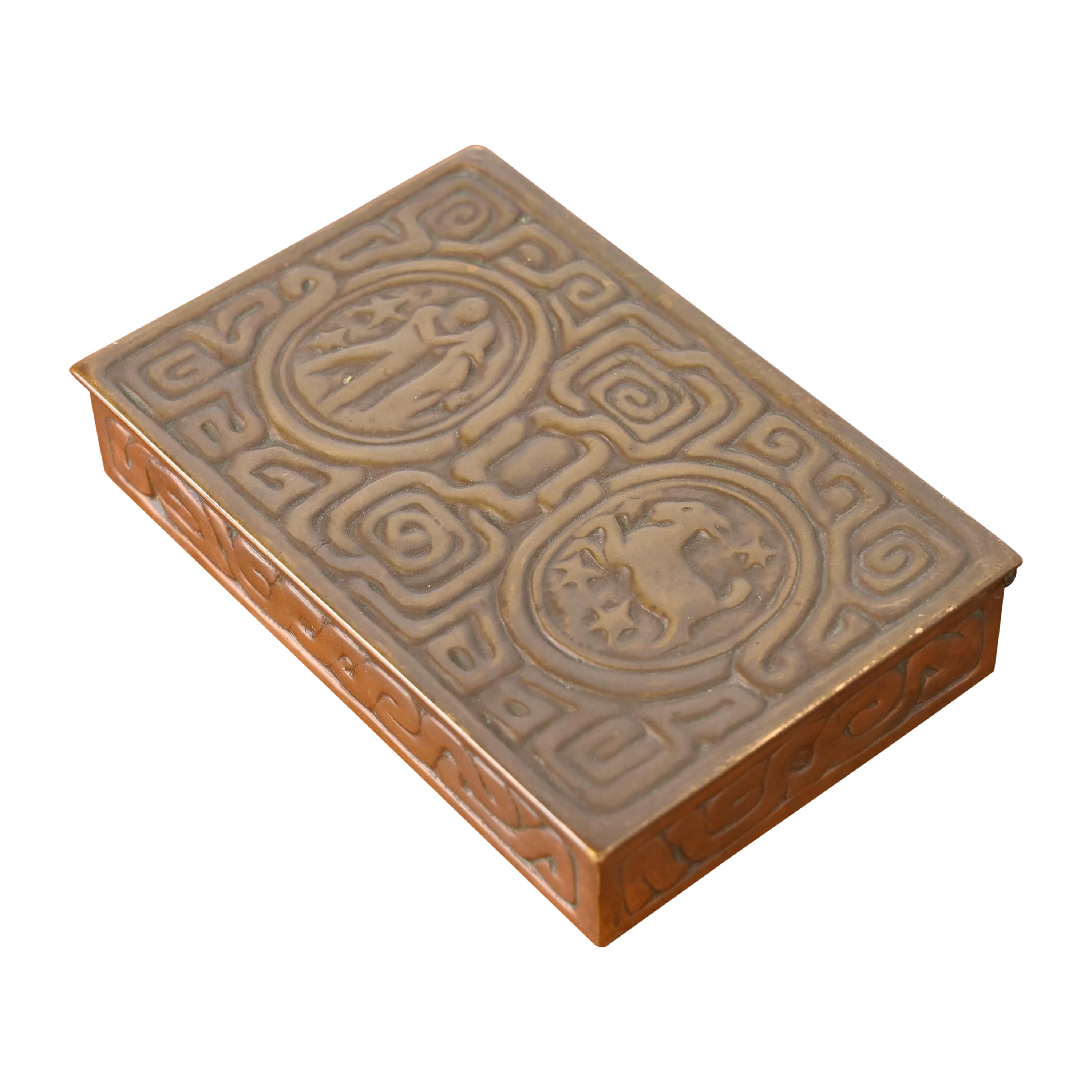 Tiffany Studios New York Zodiac Bronze Box For Sale