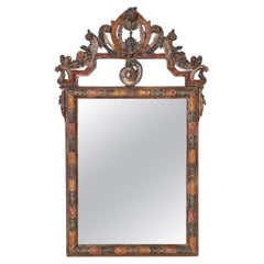 Antique Italian Carved Wood Wall Mirror