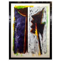 Vintage Perez Celis Ph338 NY Abstract Oil Painting on Paper Signed 1990