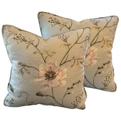 Pair of Crewel Work Embroidered Pillows 
