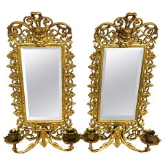 Used Italian Bacchus Sconces Mirrored Brass by Virginia Metalcrafters