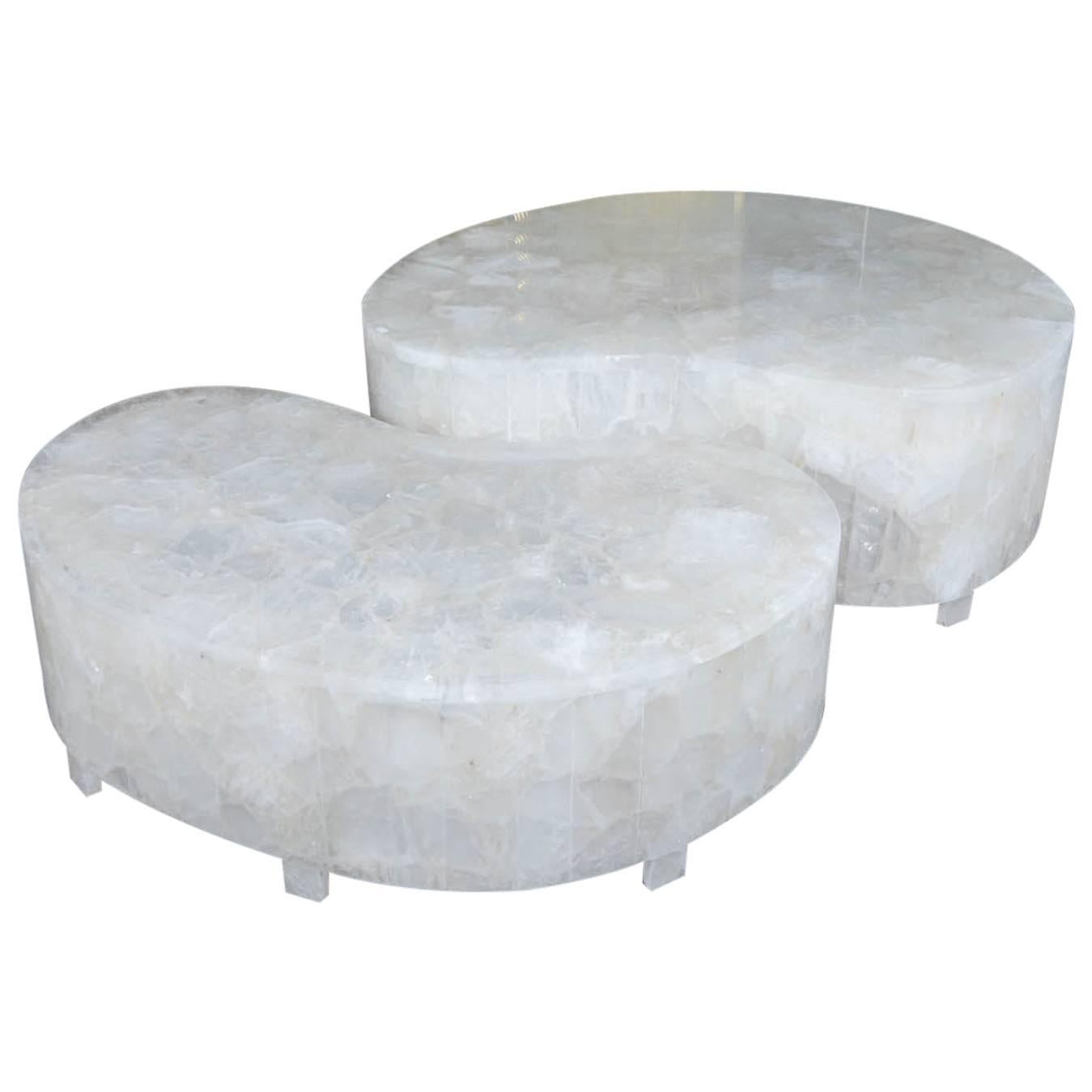 Pair of Rock Crystal Low Tables For Sale