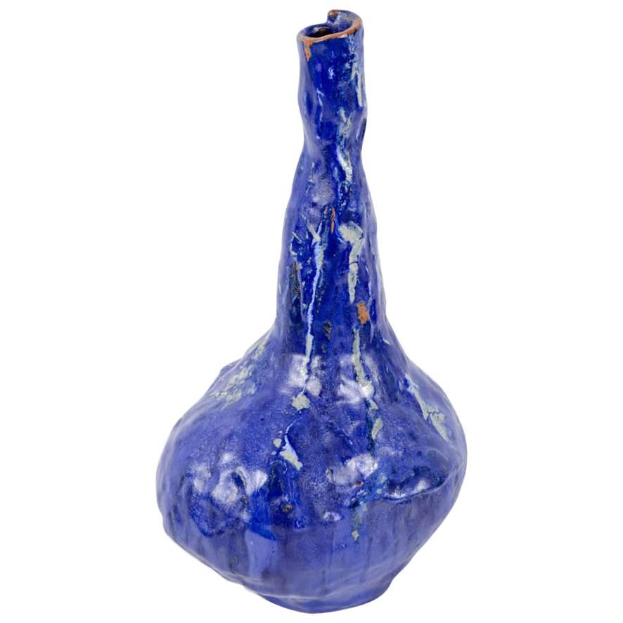 Marcello Fantoni Beautiful Blue Ceramic Vase, circa 1950