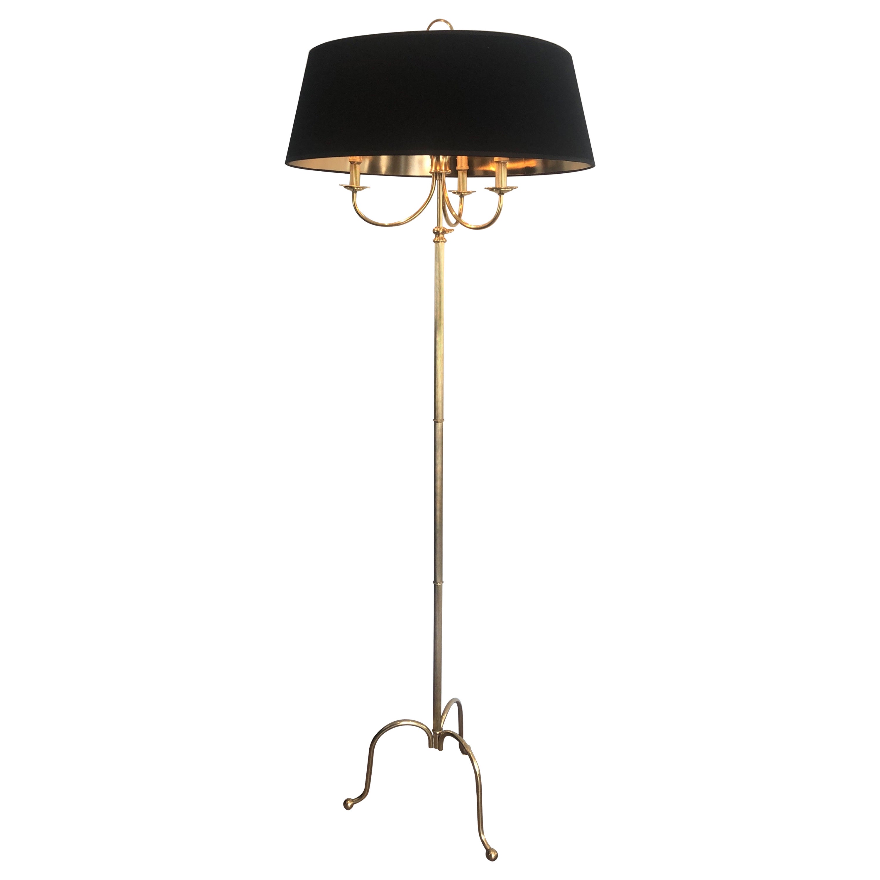 Neoclassical Style Brass Floor Lamp with 3 Arms in the Style of Maison Jansen
