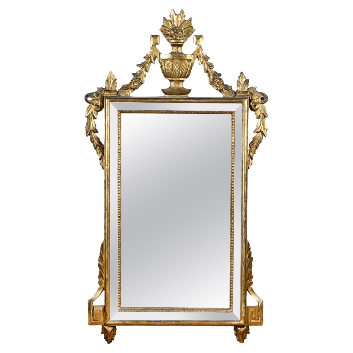Louis XVI Style Handcarved Giltwood Mirror painted in White