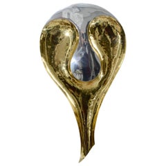 Atypical and Unique Brass Sconce by Henri Perrichaud, circa 1960