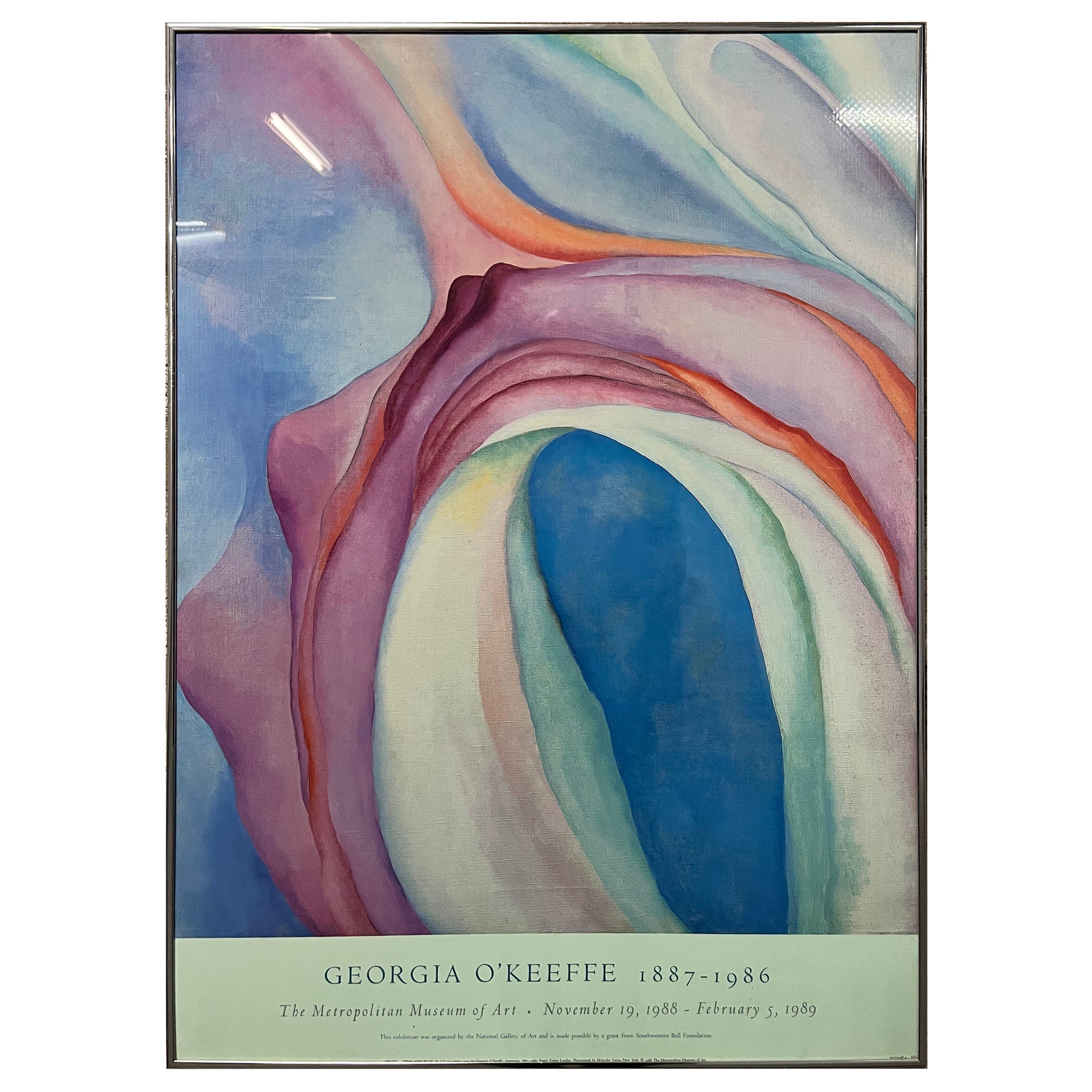 1980's The Metropolitan Museum Of Art Georgia O'Keeffe Framed Exhibition Poster. For Sale