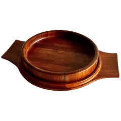 Used Danish Modern Teak Handled Serving Tray and Bowl by Jens Quistgaard for Dansk
