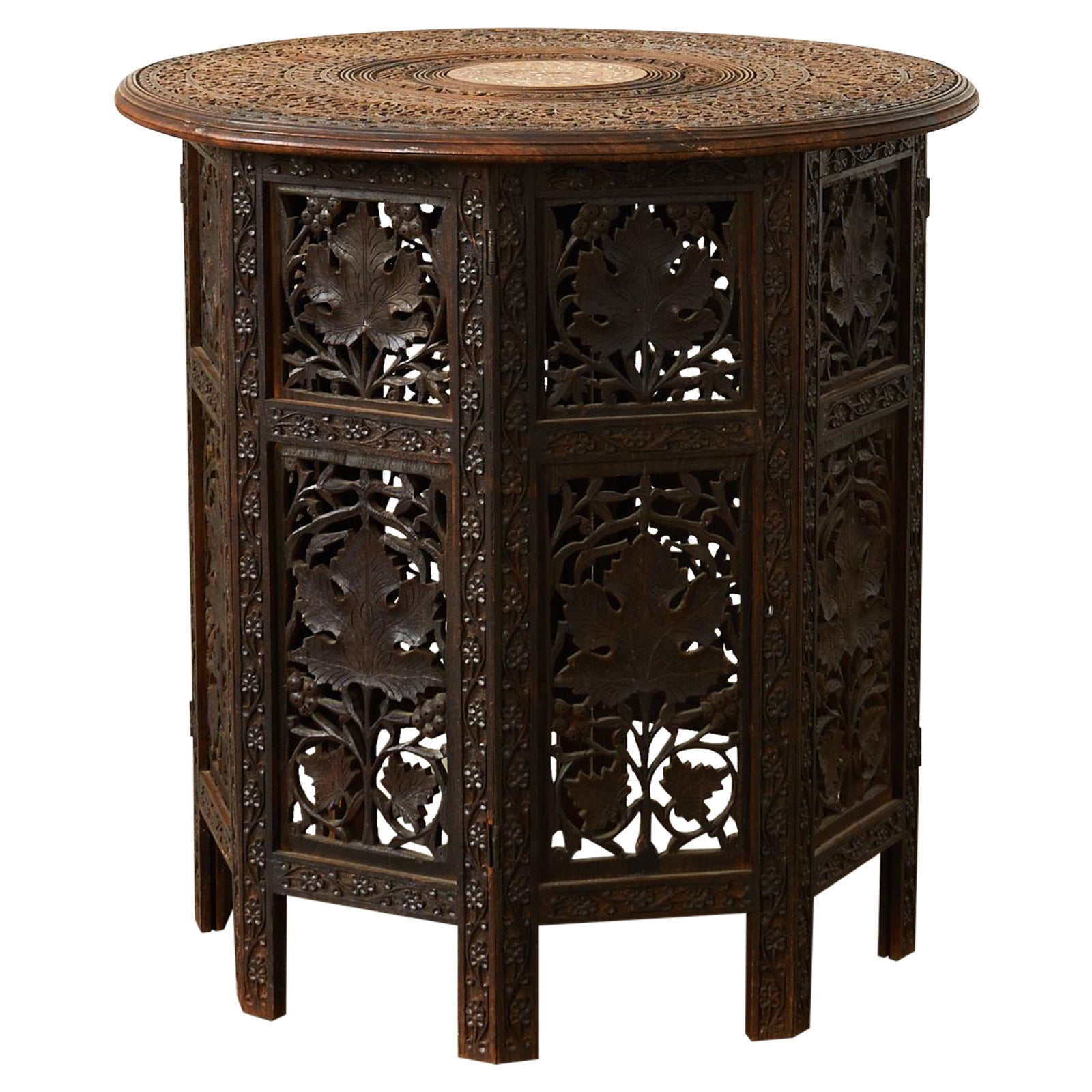 Moorish Style Moroccan Octagonal Carved Drinks Table