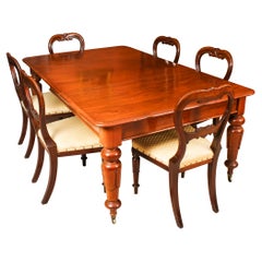 Antique Wiliam IV Mahogany Extending Dining Table & 6 chairs 19th Century
