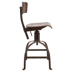 Original Antique French Vintage Bienaise Draughtsman Swivel Chair