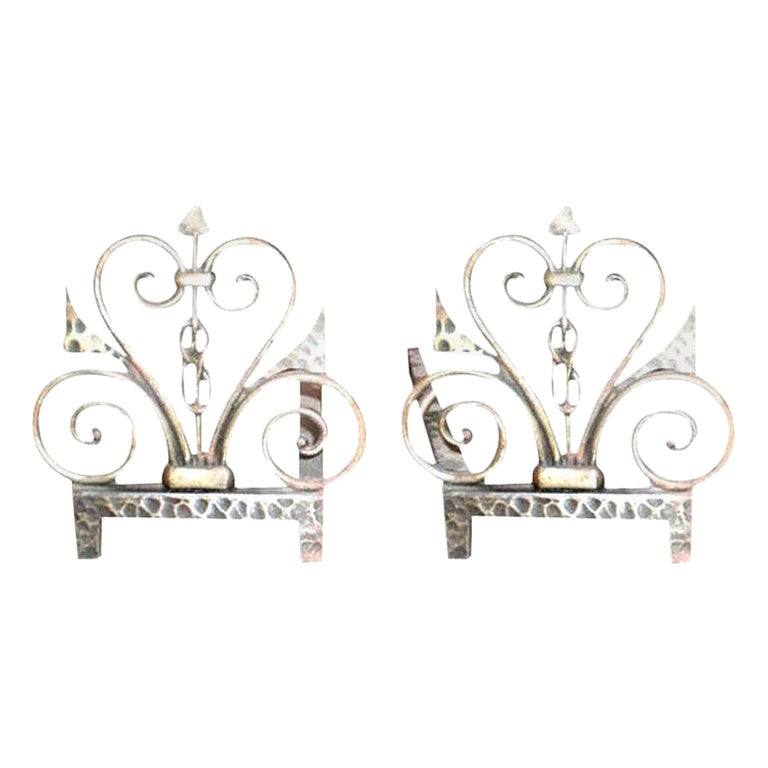 Pair of French Art Deco Fireplace Chenets by Michel Zadounaïsky For Sale