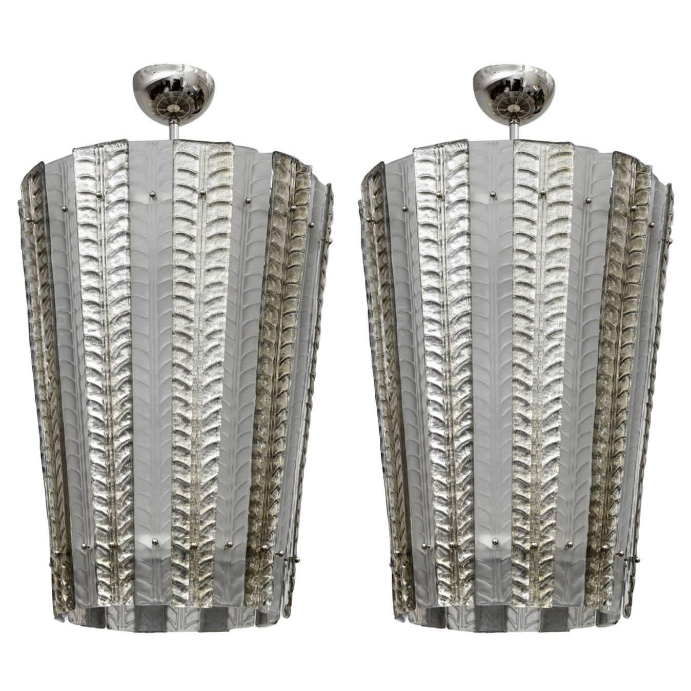 Gorgeous Pair of Murano Glass Lanterns