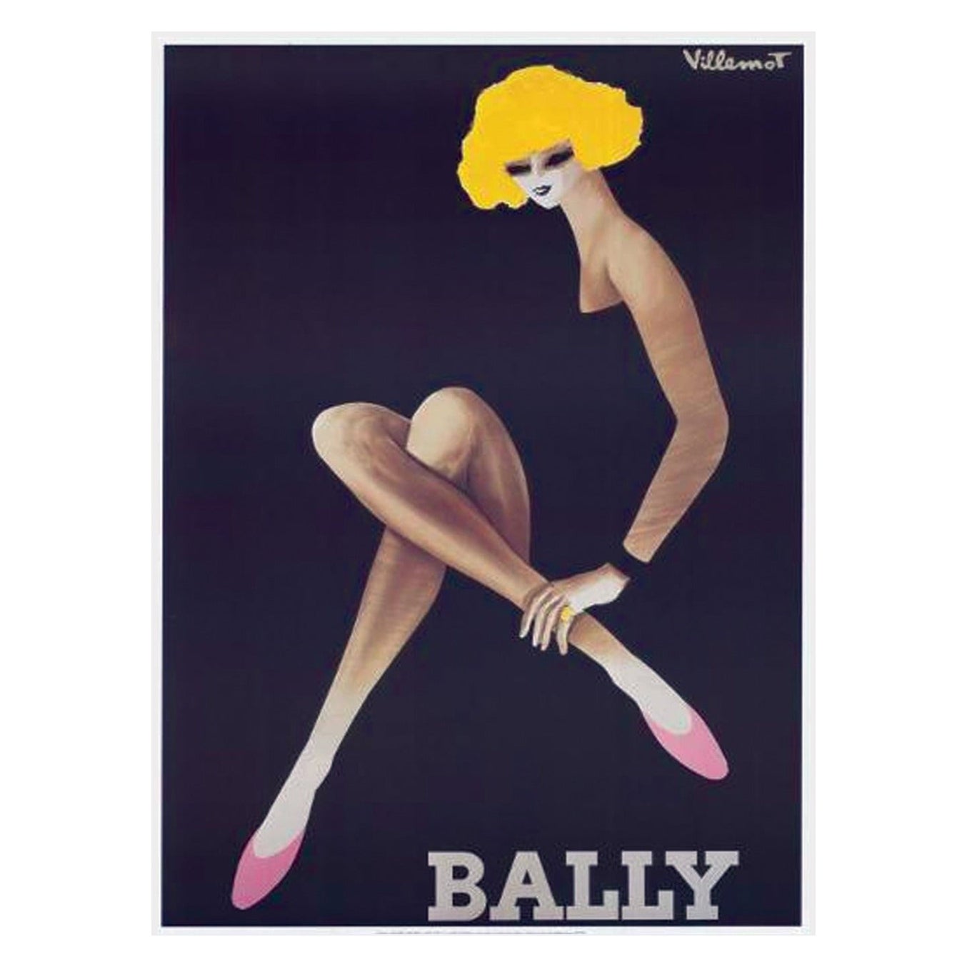 Affiche vintage originale Bally - Chaussures roses, 1982 en vente