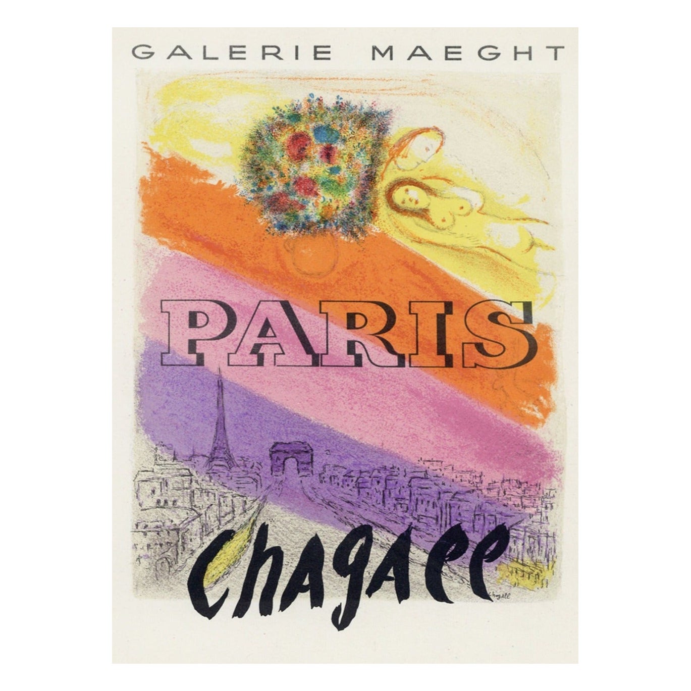 Affiche vintage originale de Marc Chagall - Paris, 1959