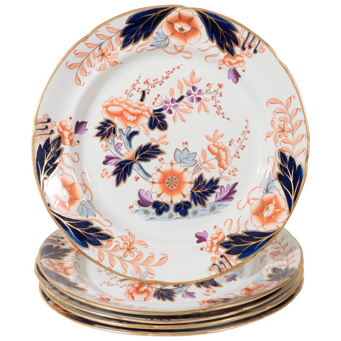 Set of a Dozen Davenport Dessert or Salad Dishes in the Imari Style