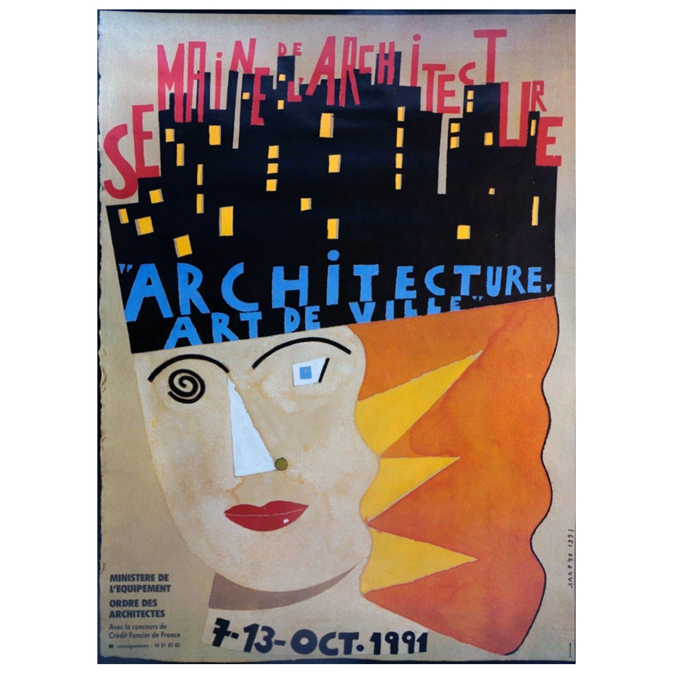 Affiche vintage d'origine Architecture, Art De Ville, 1991 en vente