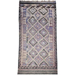 Antique Kilim in Southwestern Colors and Pattern in Lavender, Brown, Cream, Red