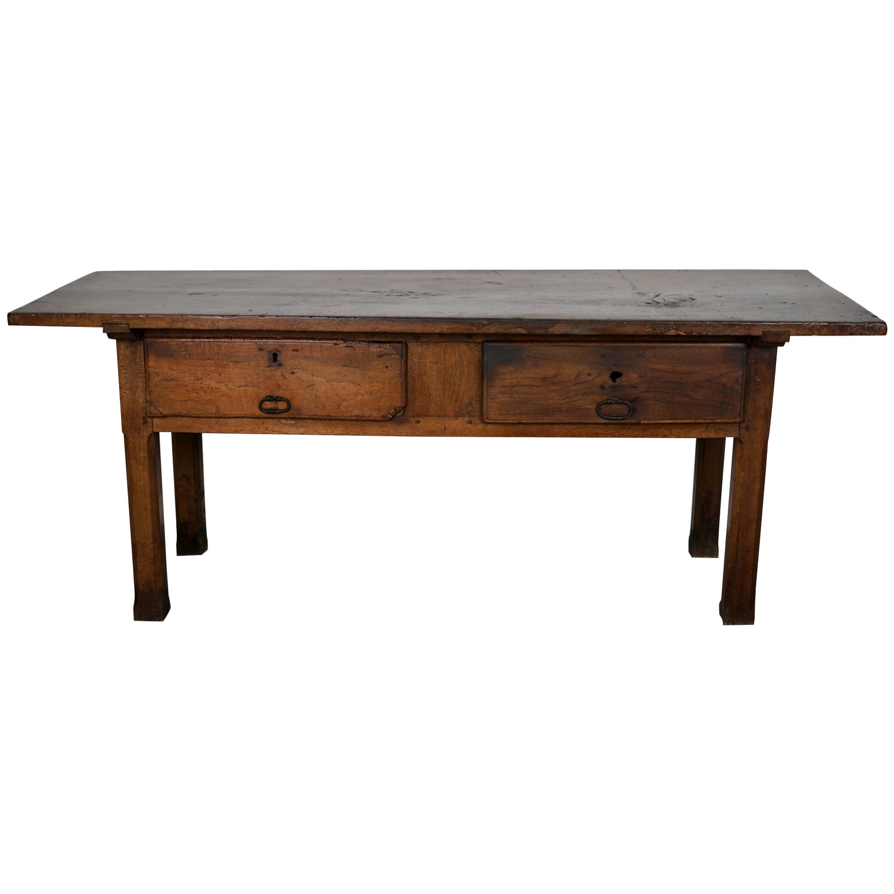 Antique Spanish Rustic Farmhouse Chestnut Side Table / Console, 18th Century For Sale