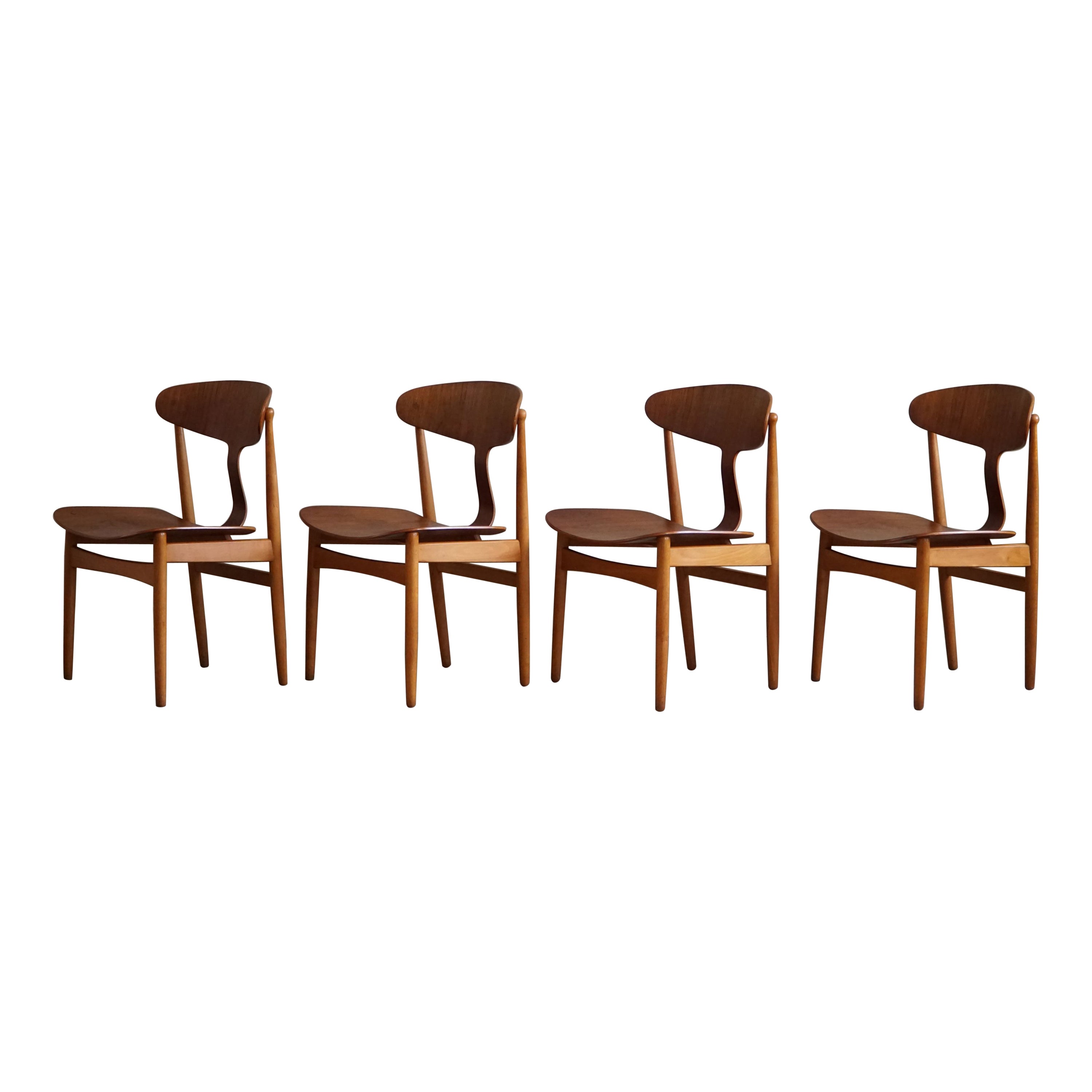 Ejner Larsen & Aksel Bender Madsen, Set of 4 Chairs, Danish Mid Century, 1954 For Sale