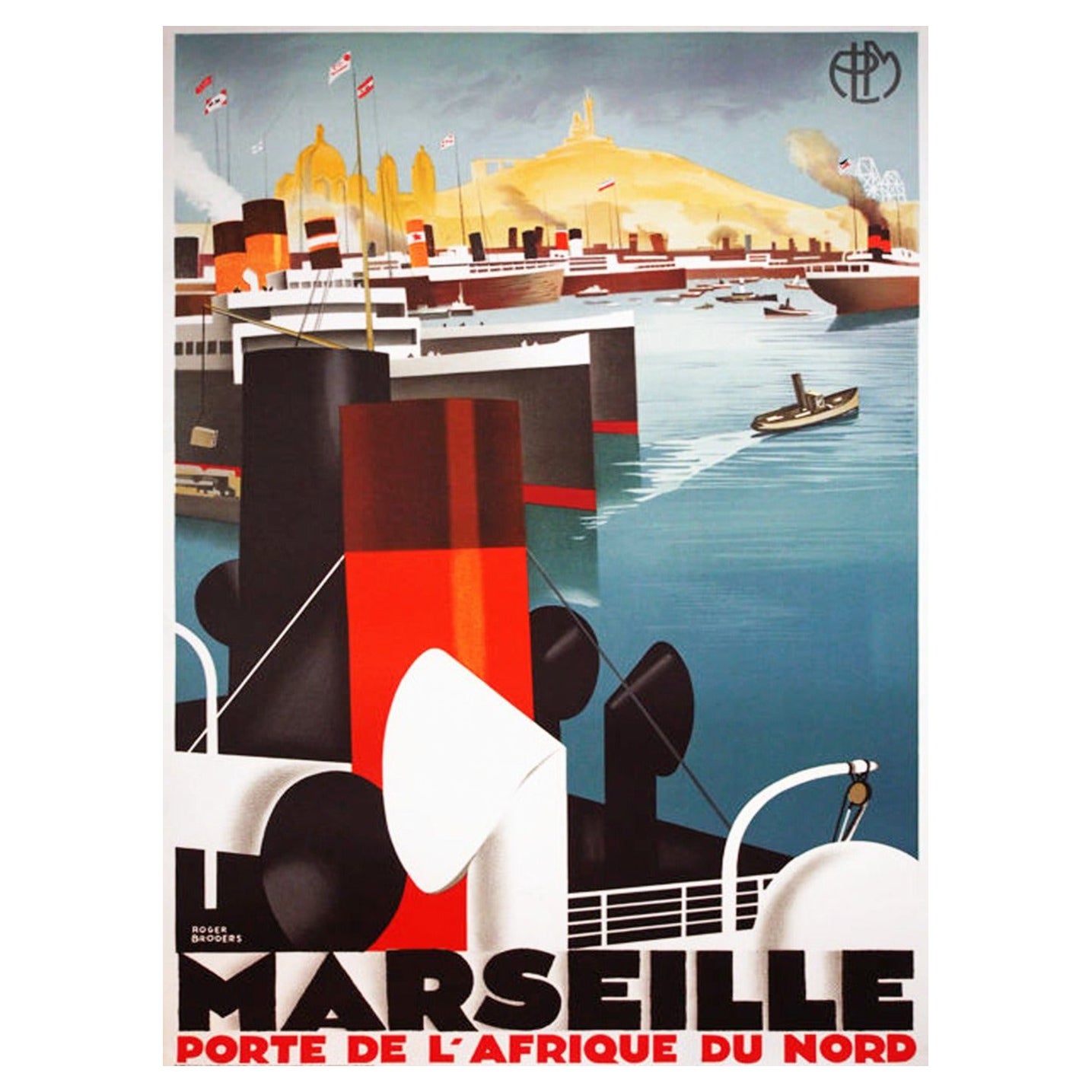 Roger Broders - Marseille - Affiche vintage originale de 1989