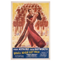 Vintage YOU'LL NEVER GET RICH 1941 US 1 Sheet  Film Movie Poster, Astaire and Hayworth