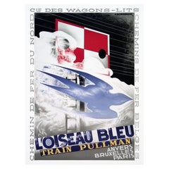 1989 L'Oiseau Bleu Train Pullman Original Vintage Poster