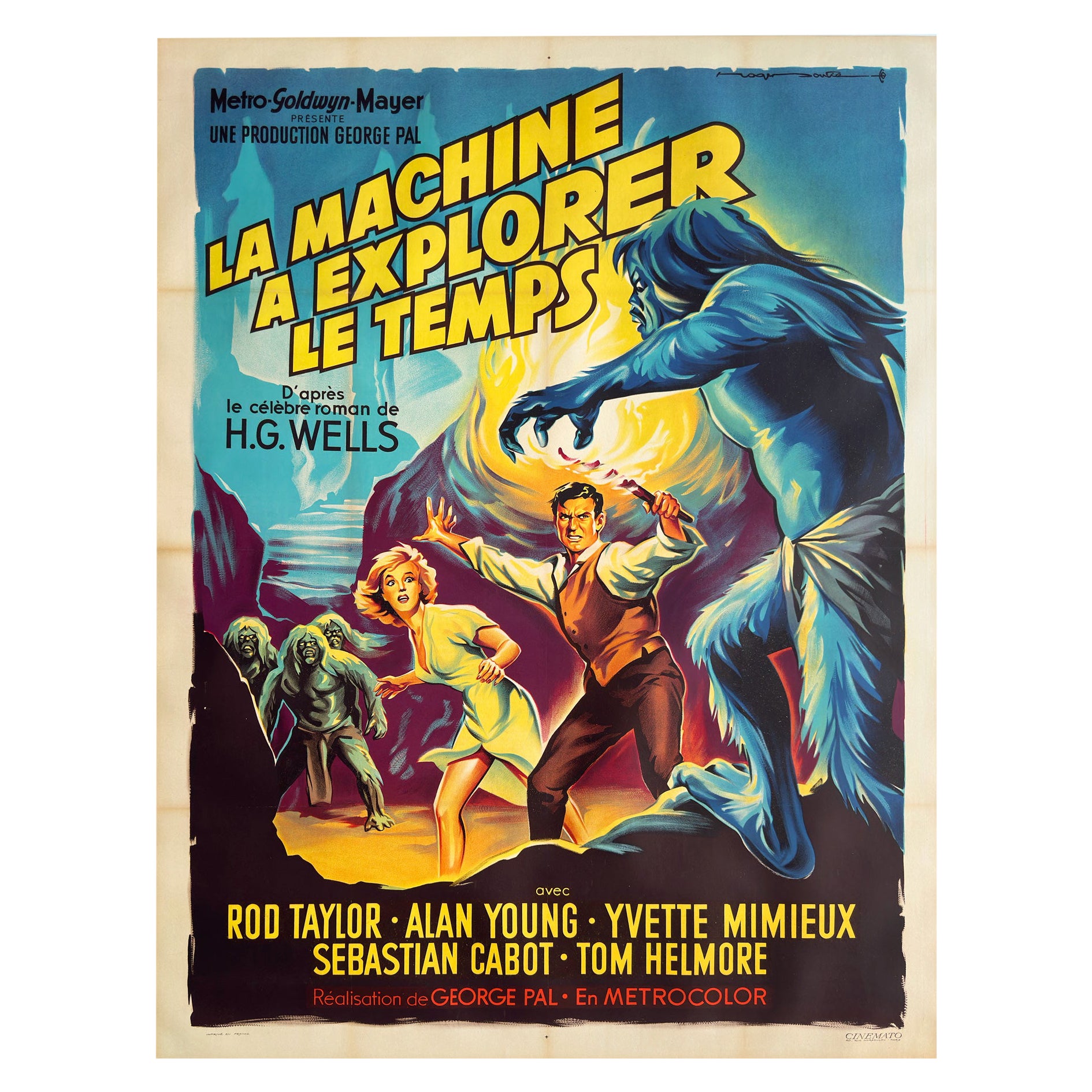 Affiche française du grand film THE TIME MACHINE, ROGER SOUBIE, 1960 en vente