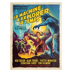 Vintage THE TIME MACHINE 1960 French Grande Film Poster, ROGER SOUBIE