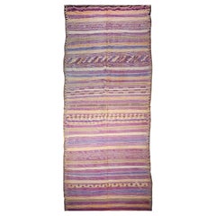 Retro Moroccan Kilim in Southwestern Colors in Lavender, Sage, Cream, Purple